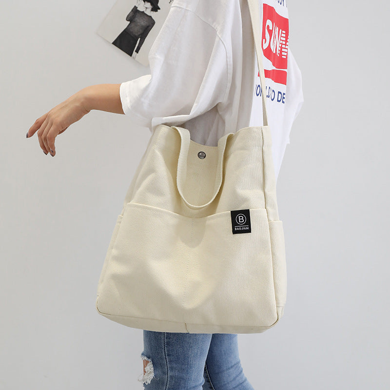 Solid Color Diagonal Canvas Student Shoulder Bag