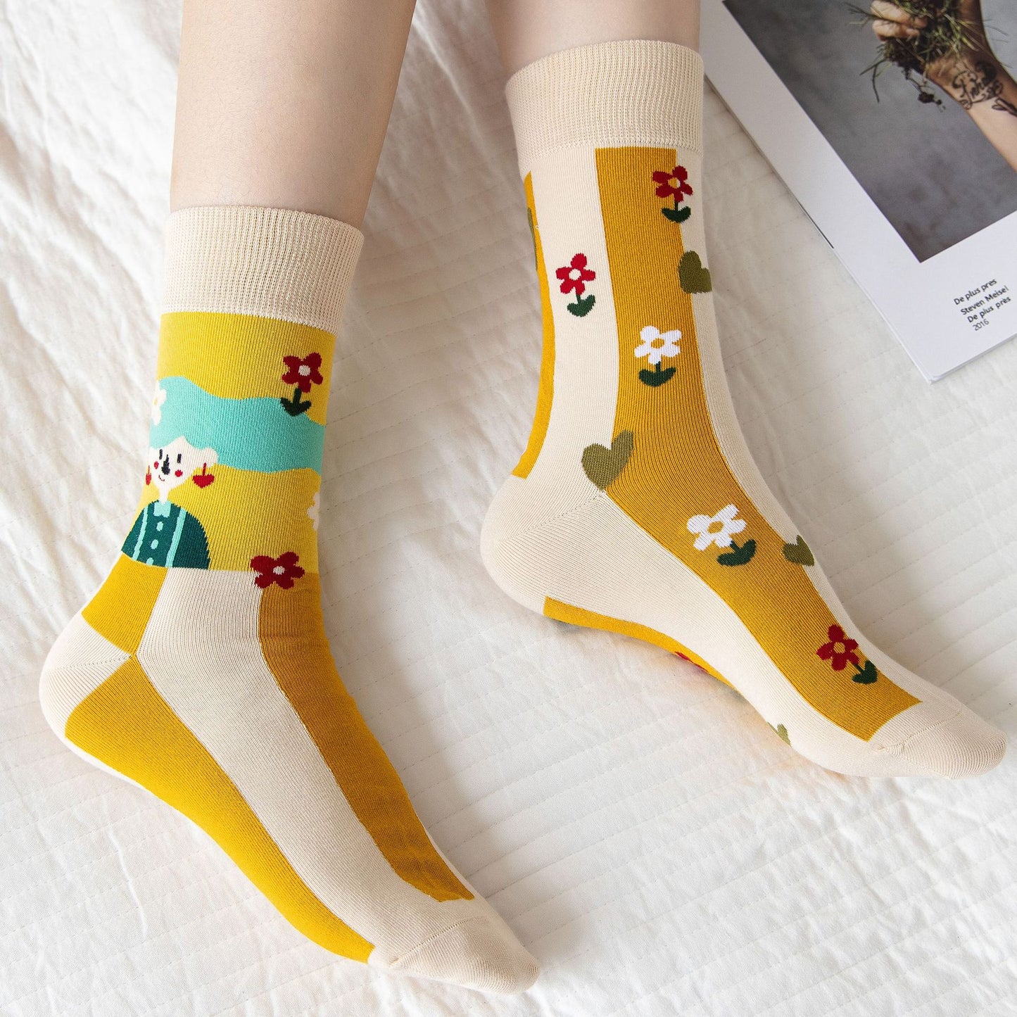 High Stockings Creative Cartoon Small Flower Tide AB
