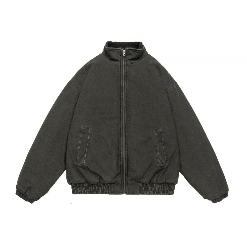 Retro Workwear Stand-up Collar Cotton-padded Clothes Thickened Coat