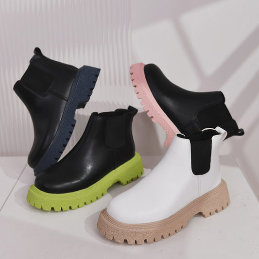 Boots Fried Street Wild Round Toe Thick-soled Street