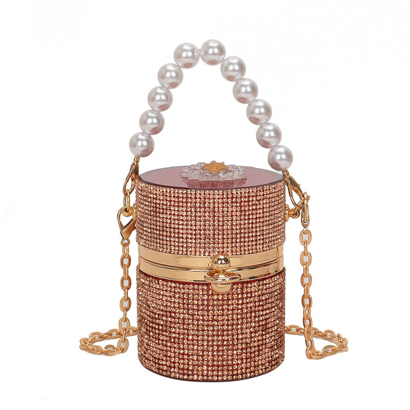 Plastic Box New Diamond-studded Evening Chain Bag  Acrylic