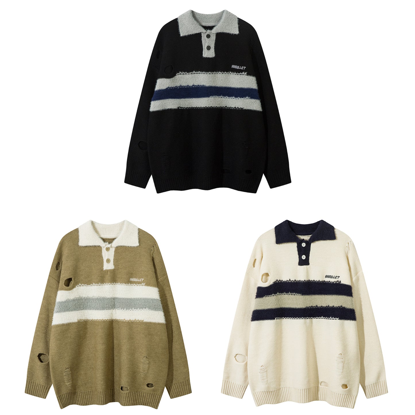 Long Sleeve Fashion Brand Sweater American Retro Lapels