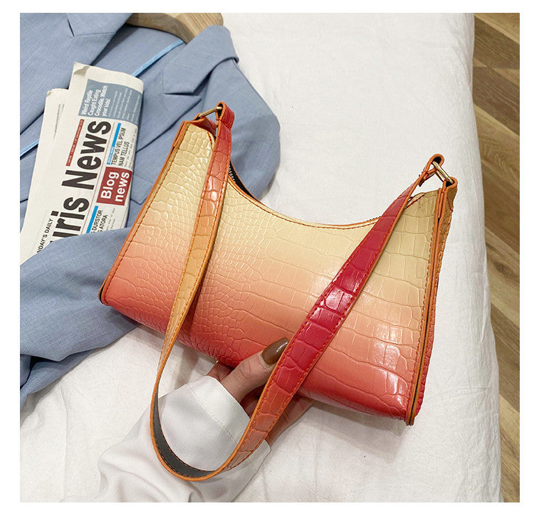 Rainbow Gradient Frog  Pattern Bag Women Handbag Shoulder Arm Bag