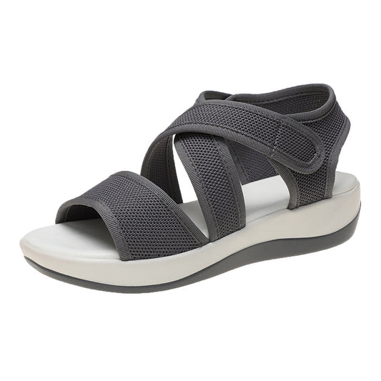 Fashion Flat Casual  Toe Velcro Ladies Sandals