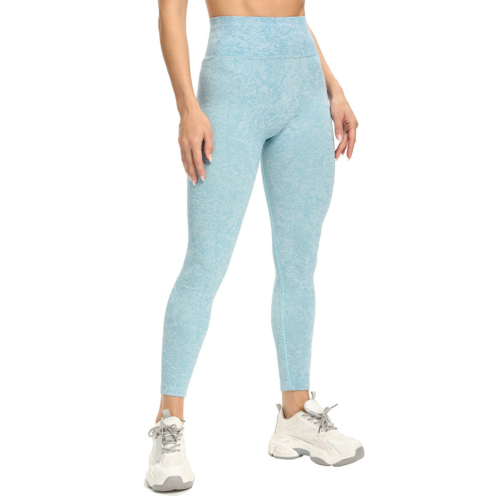Nylonstrikkede fugttransporterende sportsfitness slim leggings til kvinder – yogabukser