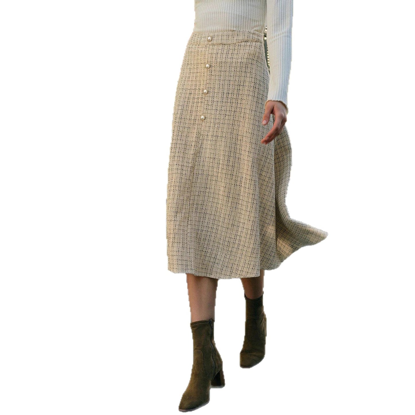 New High-waisted Midi Flared Skirt