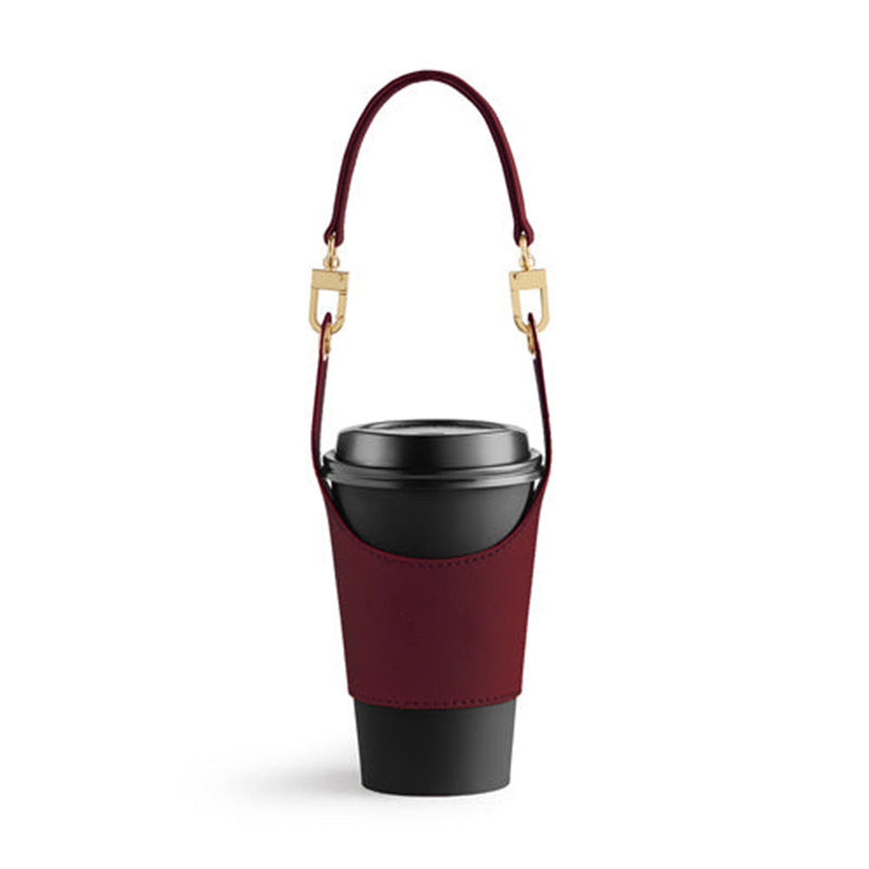 Leather Portable Cup Cover Portable Milky Tea Cup Heat Insulation Insulation Hot Bag
