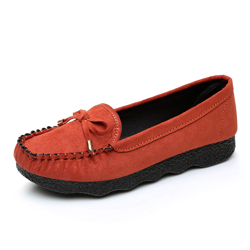 Old Beijing Cloth Shoes Women's Flat Soft Bottom Doug Single-layer Shoes Bow Round Toe Shallow Mouth