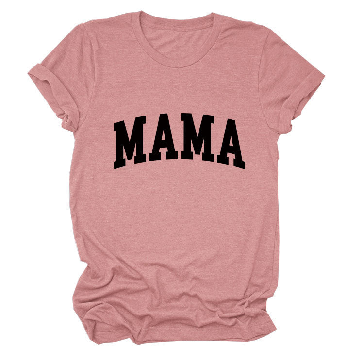 Women's Letter Crew Neck Simple Casual Women's Comfortable Short Sleeve