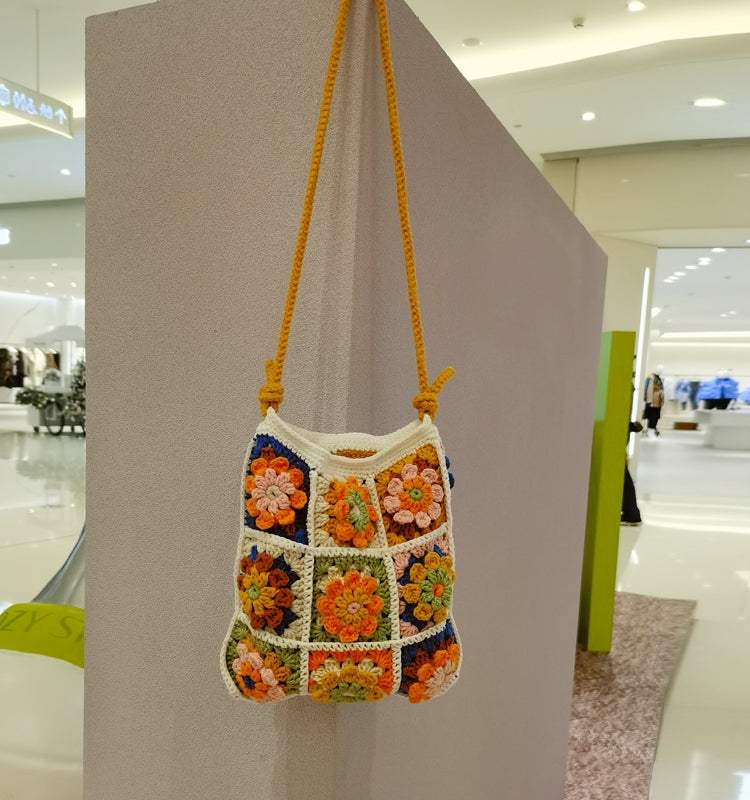 Diy Hand-woven Kaleidoscope Woolen Yarn Bag
