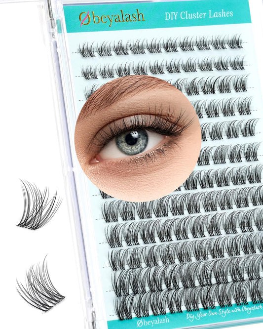 Obeyalash Förlängning ögonfransar Wispy C Curl falska ögonfransar enskilda kluster lashes kattöga 8–16 mm naturlig lash kluster naturlig look klar band DIY ögonfransar mjuka och bekväma förlängningar