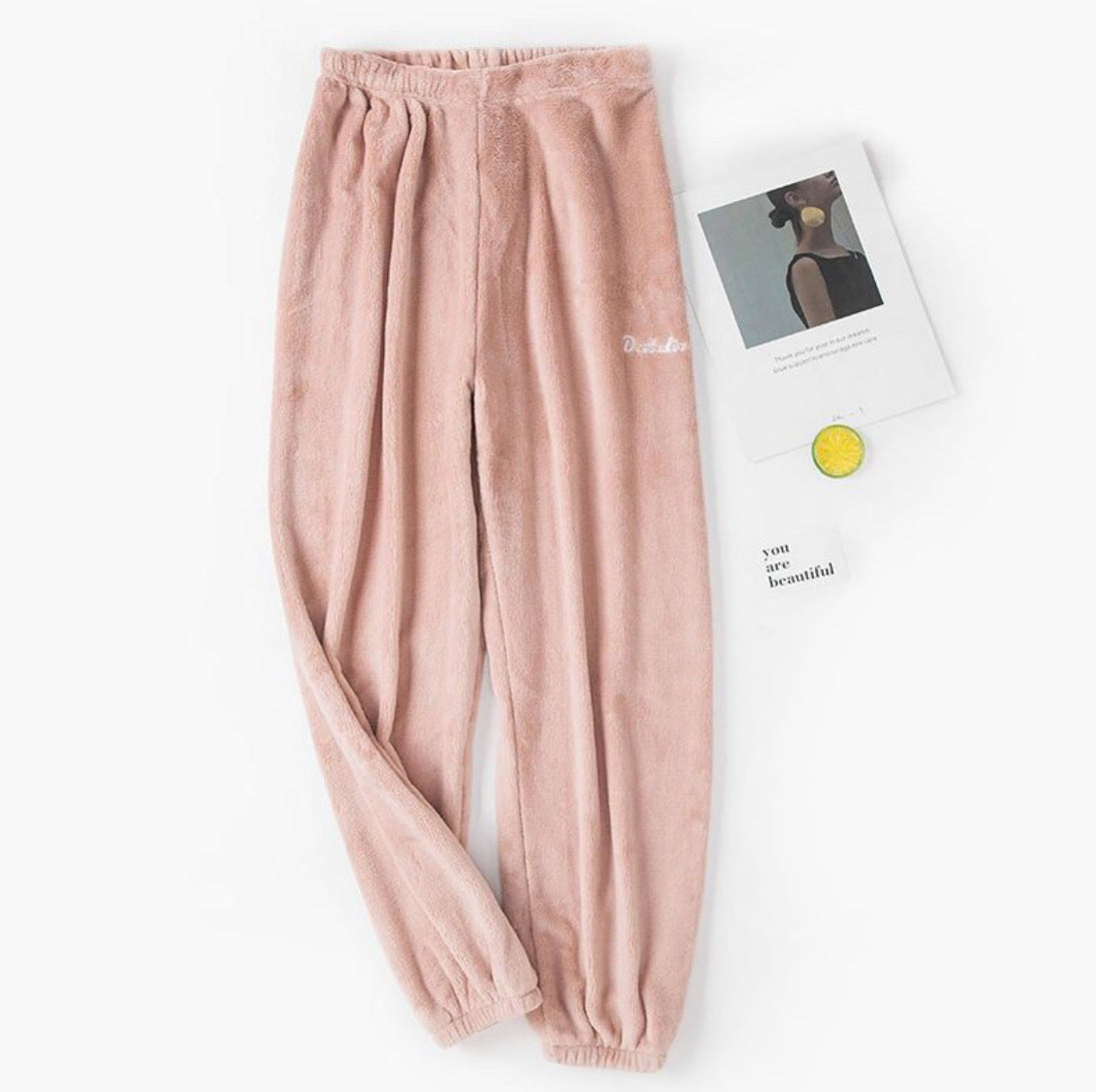 Korean Style Warm Coral Fleece Casual Loose Pajamas