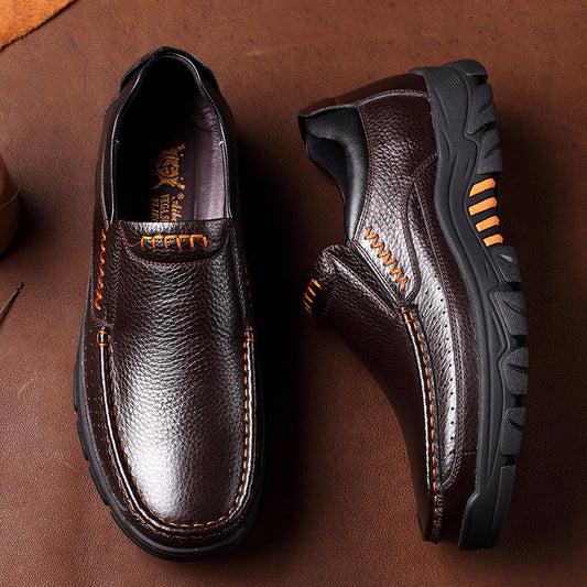 Leather soft sole middle-aged and elderly shoes