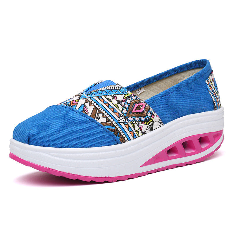 Canvas Rocking Wedge Heel Platform Korean Style Breathable Women's Shoes