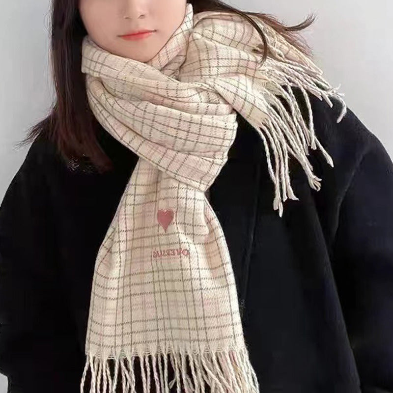 Kvinders Mode Kærlighed Varmt Faux Cashmere Sjal Tørklæde
