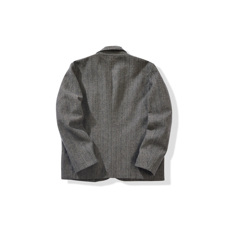 Men's Casual Retro Herringbone Thick Wool Jacket