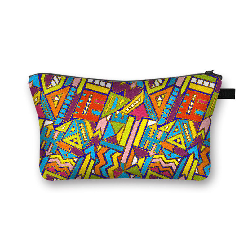 Ny Geometrisk Print Polyester Kosmetiktaske Stor Kapacitet Clutch Taske Dame Mode Rejse Opbevaringstaske