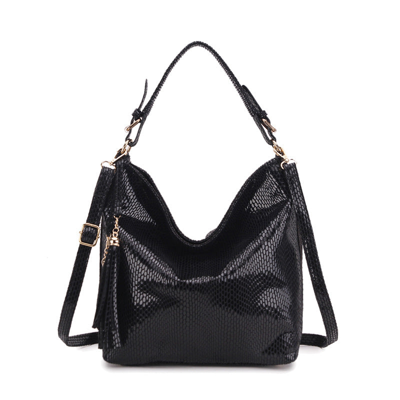 Snake Pattern Ladies Fringed Crescent Bag Shoulder Messenger Bag
