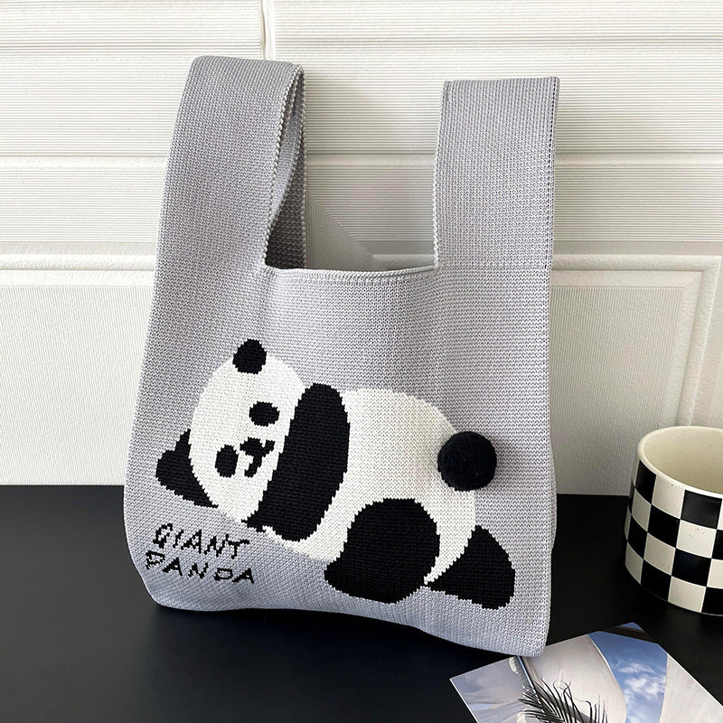 Vesttaske Strikket Sød Panda Skuldertaske