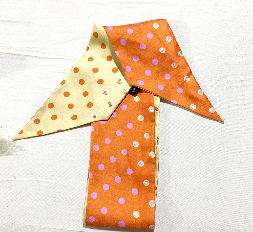 Polka dot double stitching small long scarf
