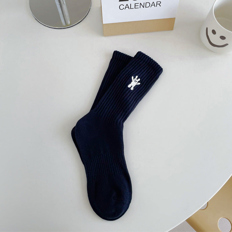 Autumn And Winter Striped Socks Children's Embroidery Trend