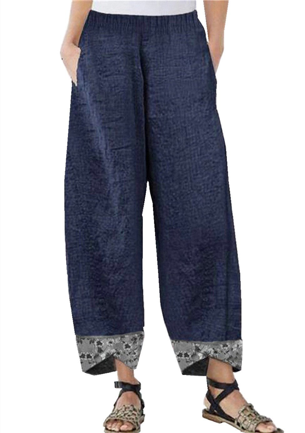 Womens Printed Patchwork Pants Printed Patchwork Skinny Pants