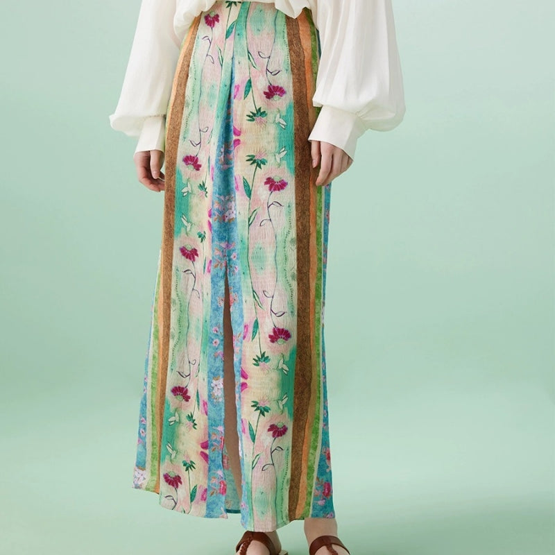 Retro Style Printed Bohemian Skirt