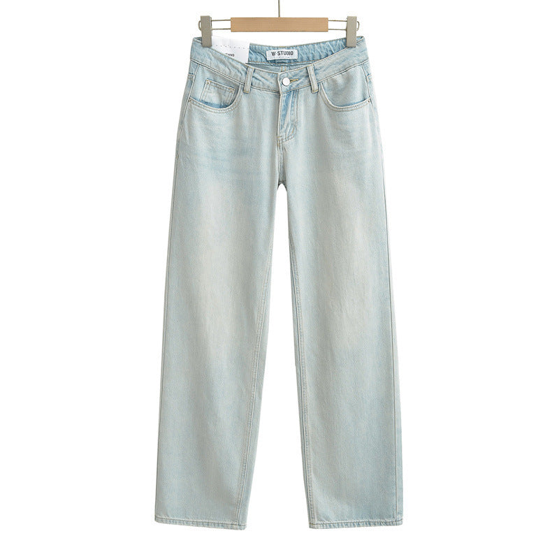 American Low Waist Straight Loose Denim Mop Trousers