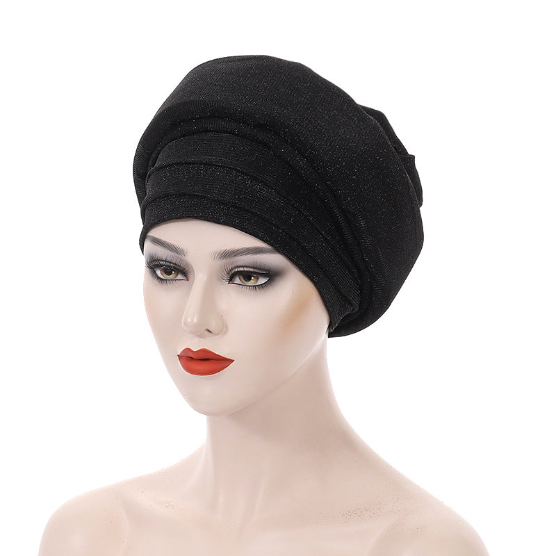 Glittering Powder Double-layer Sponge African Hat Muslim Hat Toque