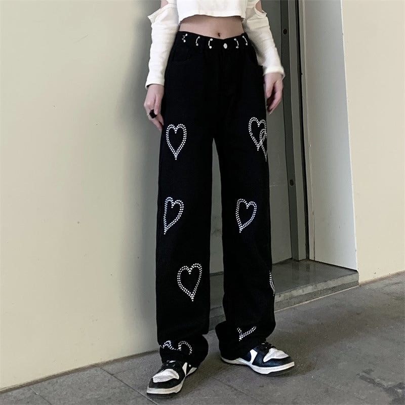 Retro Love Casual Pants All-match High Waist Pants Fashion