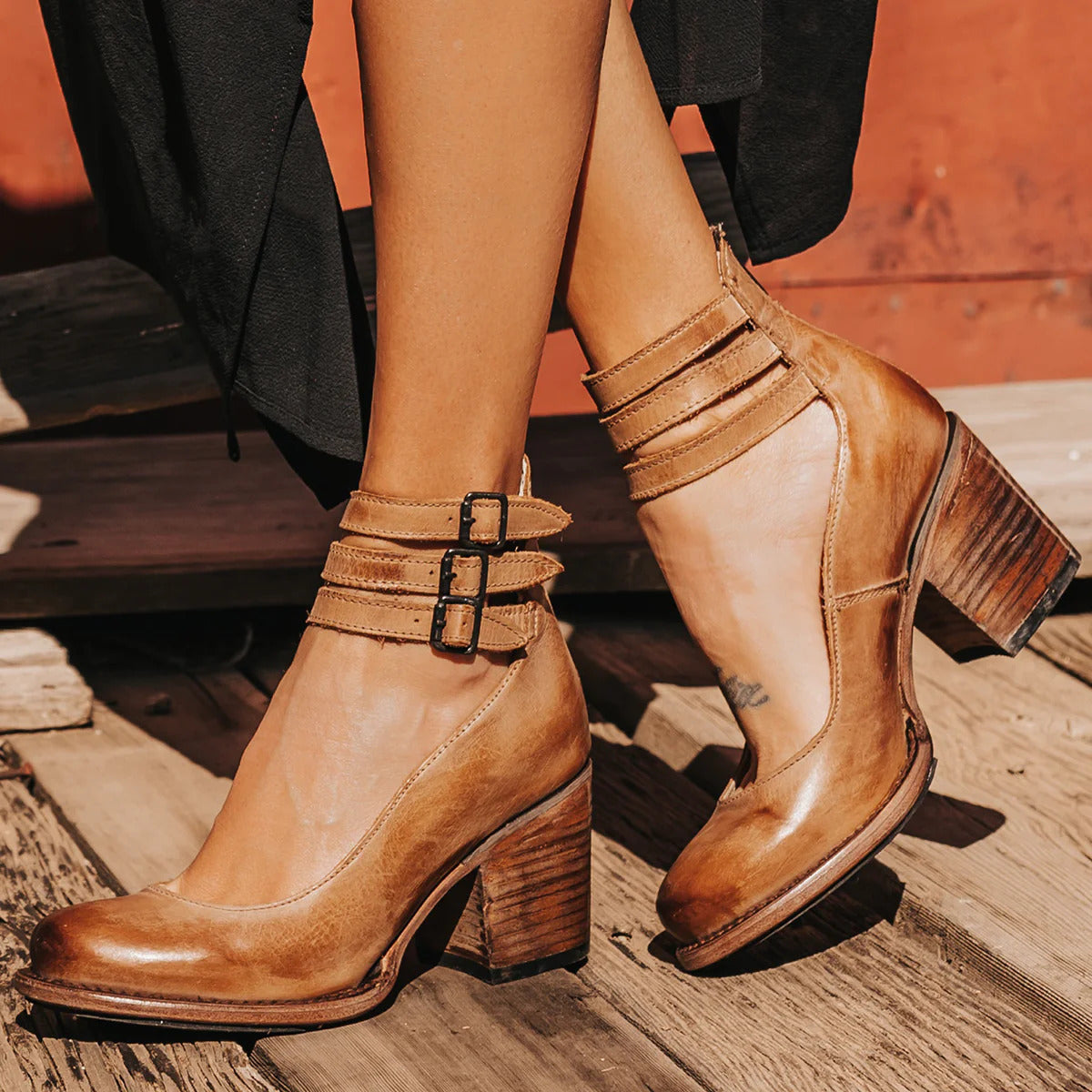 Women's High-top Low-cut Buckle Shoes With Back Zipper
