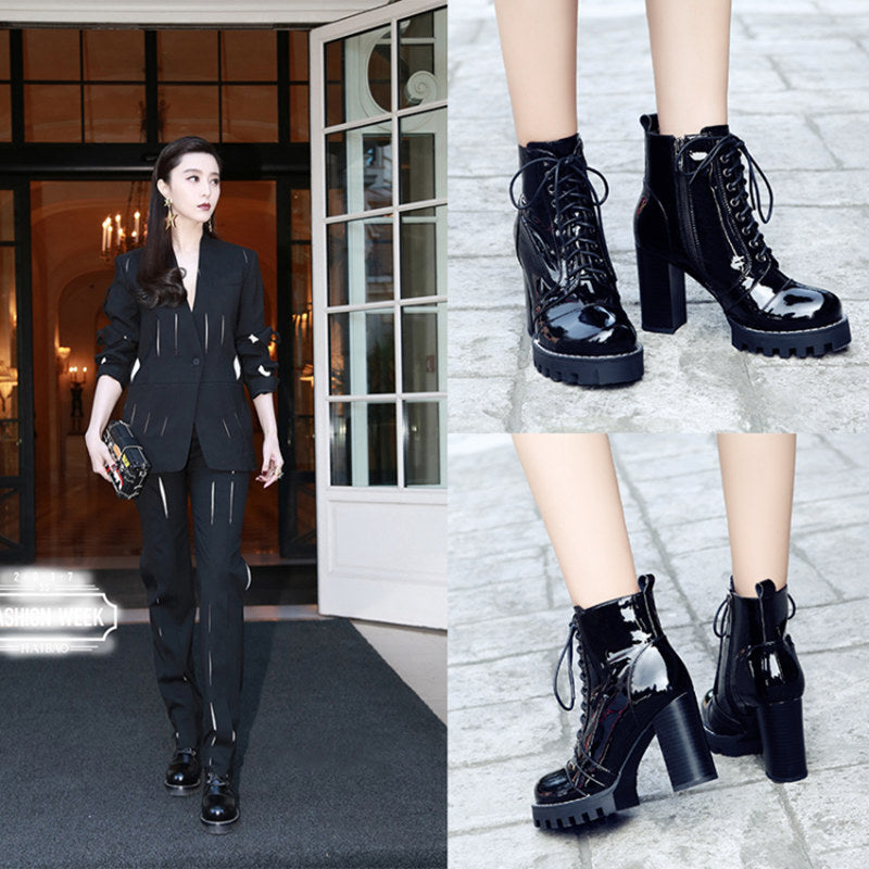Short Boots Women's Spring And Autumn Single Boots Thick-heeled