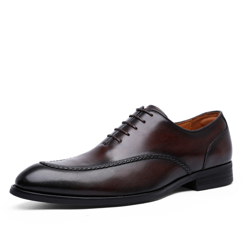 Top Layer Cowhide Rubber Compound Sole Lace-Up Shoes