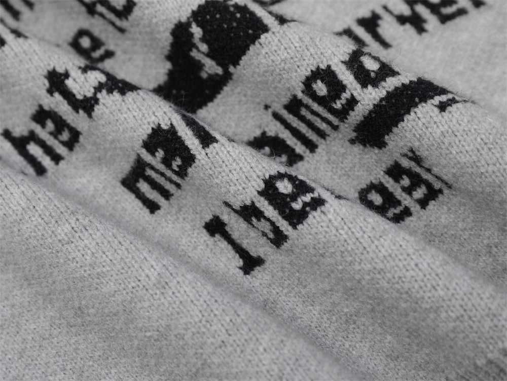 Letter Jacquard Loose-fitting Sweater For Men