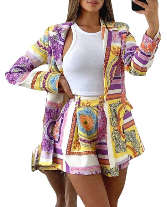 Completo con stampa digitale a blocchi di colore, nuova moda autunnale
