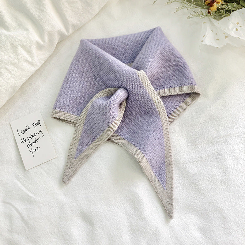 Autumn And Winter Triangle  Knitted Shawl Style Women's Outer Scarf