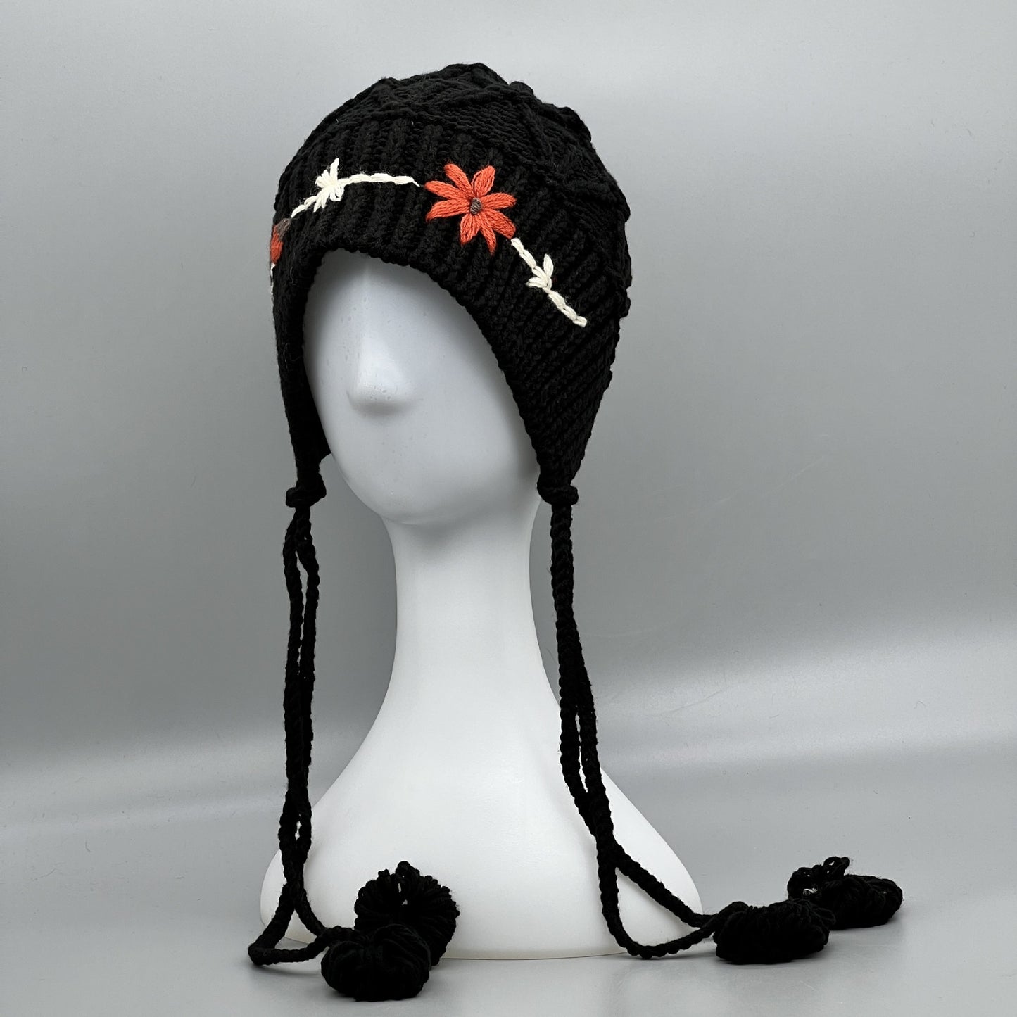 Fashionable Hand Knitted Hat Female Flower