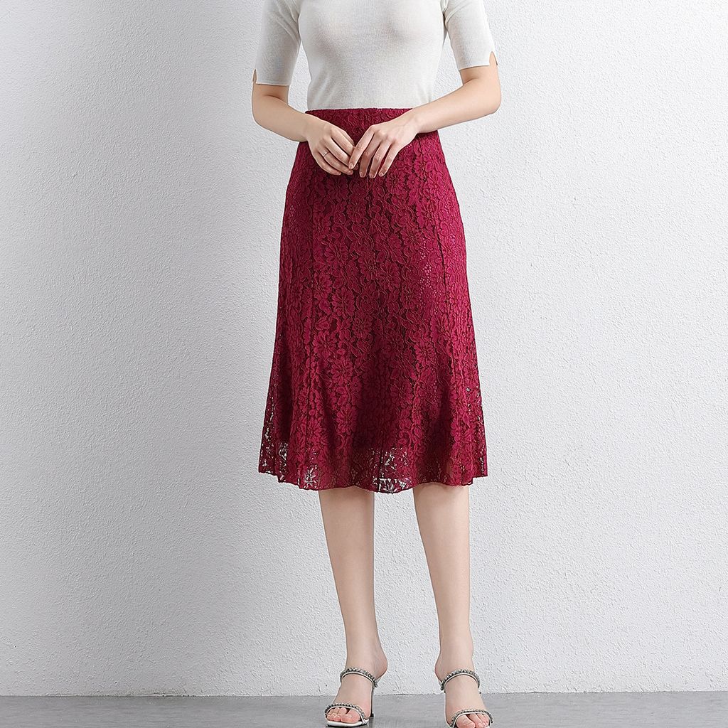 Vintage Lace Fishtail Sheath Skirt