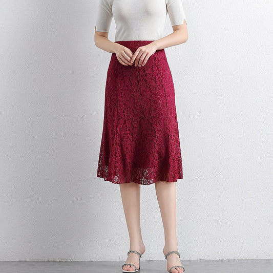 Vintage Lace Fishtail Sheath Skirt
