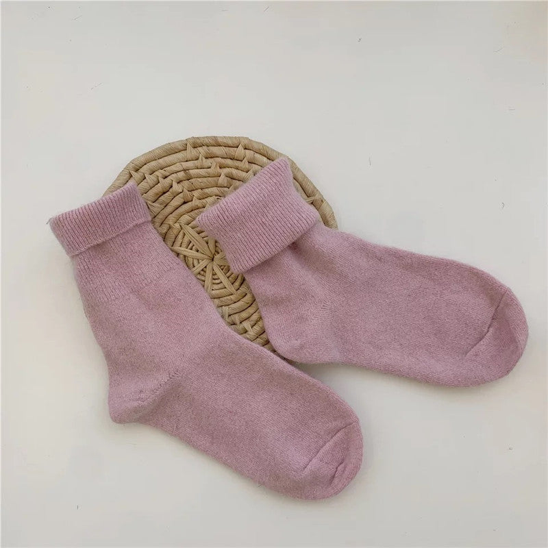 Japanese Winter Solid Color Thickened Warm Rabbit Wool Socks