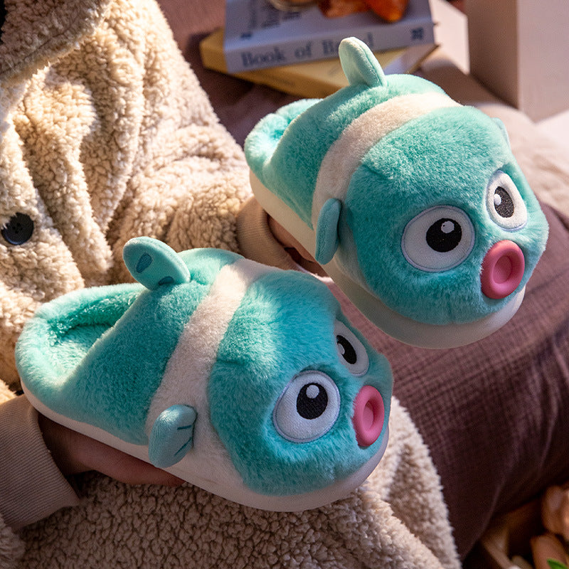 Home Comfortable Thickened Cotton Slippers For Women Lip Enhancement Clownfish