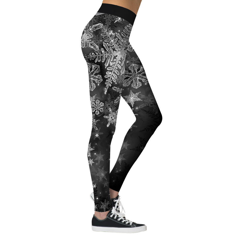 Christmas Snowflake Print Fitness Sports Yoga Pants