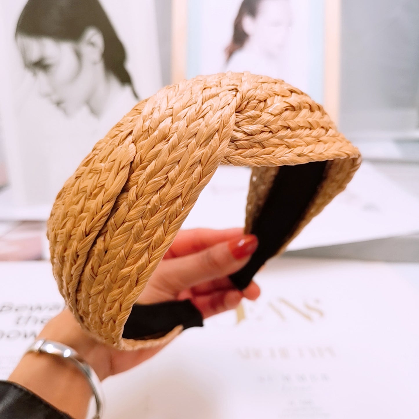 Straw braid headband