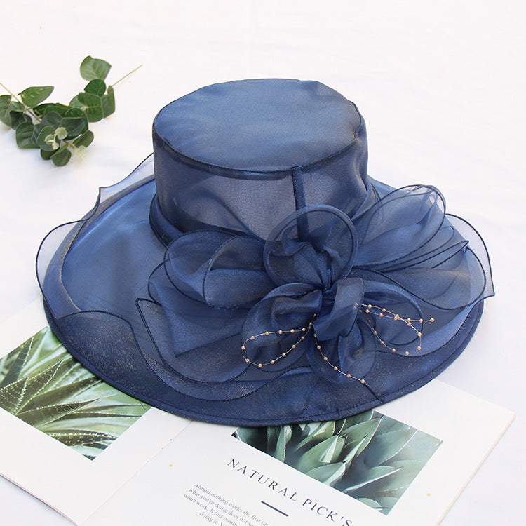 Cool Retro Flower Mesh Sun Hat Organza Sunscreen Women's