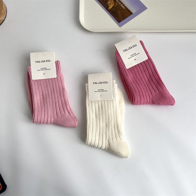 Trendy Solid Color Pile Style Cute Mid-calf Length Socks