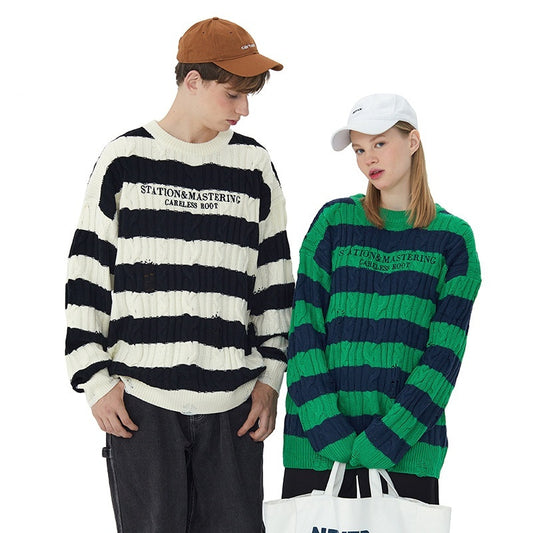 Men's Versatile Casual Contrasting Color Knitted Sweater