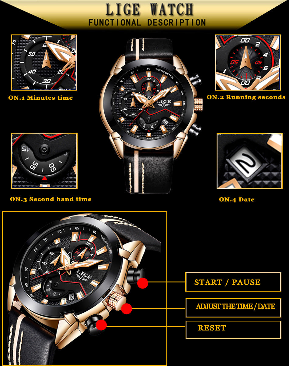 Men's Multifunction Night Light Watch