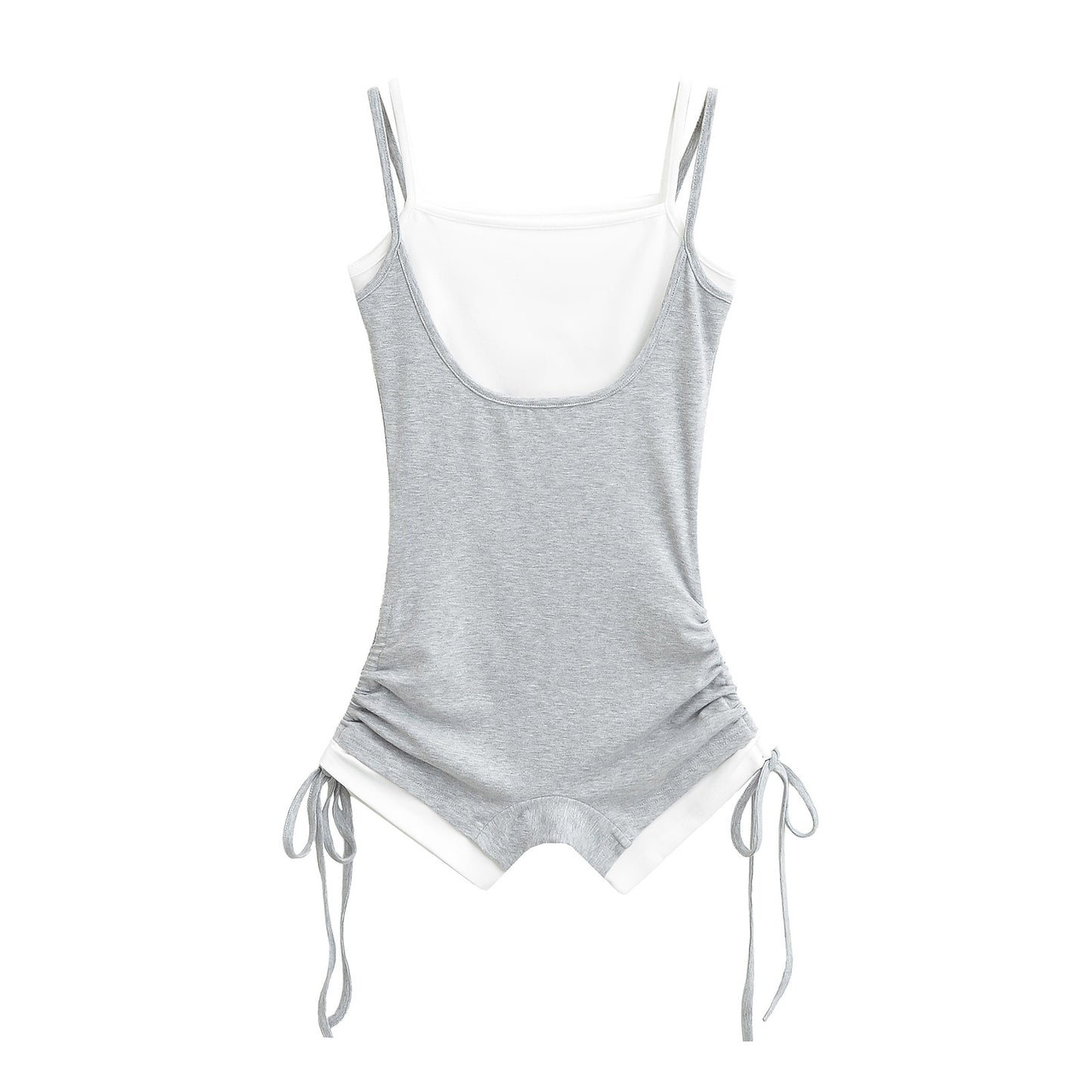Womens Two-Piece Look Color-Block Jumpsuit With Straps