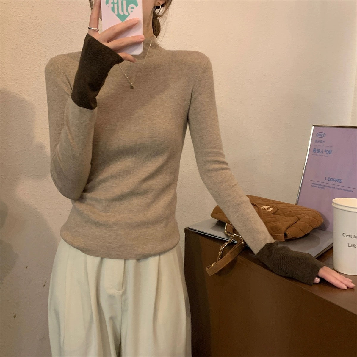 Slim Fit Western Style Slimming Bottoming Shirt Inner Wear Blouse