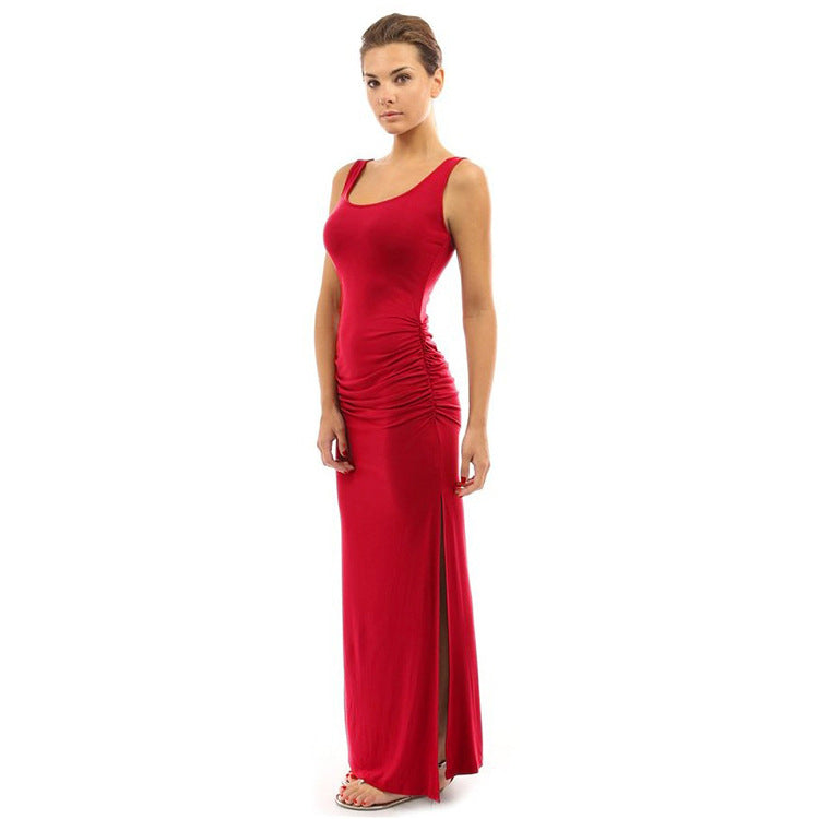 Women's Sexy Sleeveless Slim-fit Pleated Split Dress